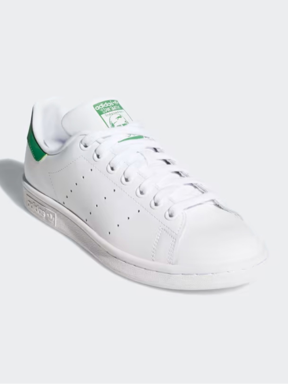 adidas White and Green Low-Top Leather Sneakers